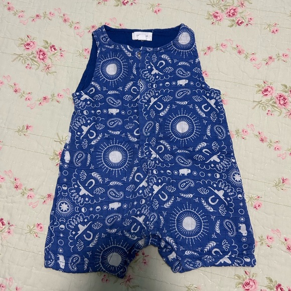 Angel dear country western blue and white romper size 3-6 months - Picture 1 of 4